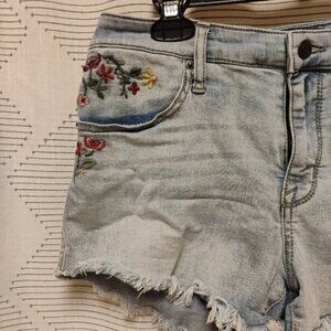 Mossino High Waist Embroidered Denim Women Juniors Shorts Size 12 / 31
